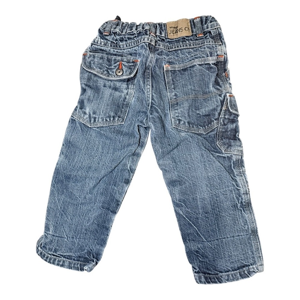 Wrangler Cargo Jeans Kids 3T Blue Denim Adjustable Waist Utility Workwear Pants - Picture 8 of 9